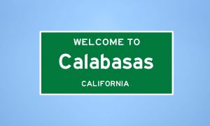 Calabasas, California city limit sign. Town sign from the USA.