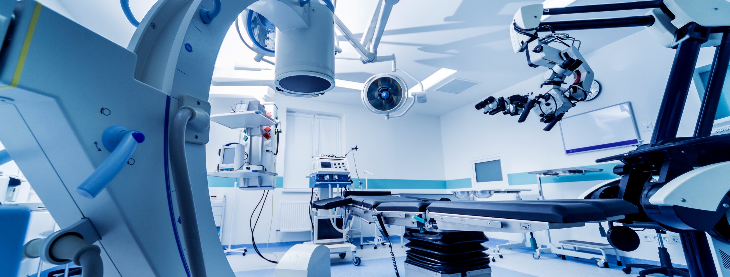 Modern equipment in operating room. Medical devices for neurosurgery.