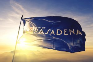 Pasadena of California of United States flag waving