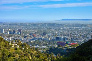 Panoramic view of the West Hollywood from Hollywood hills. Los Angeles California