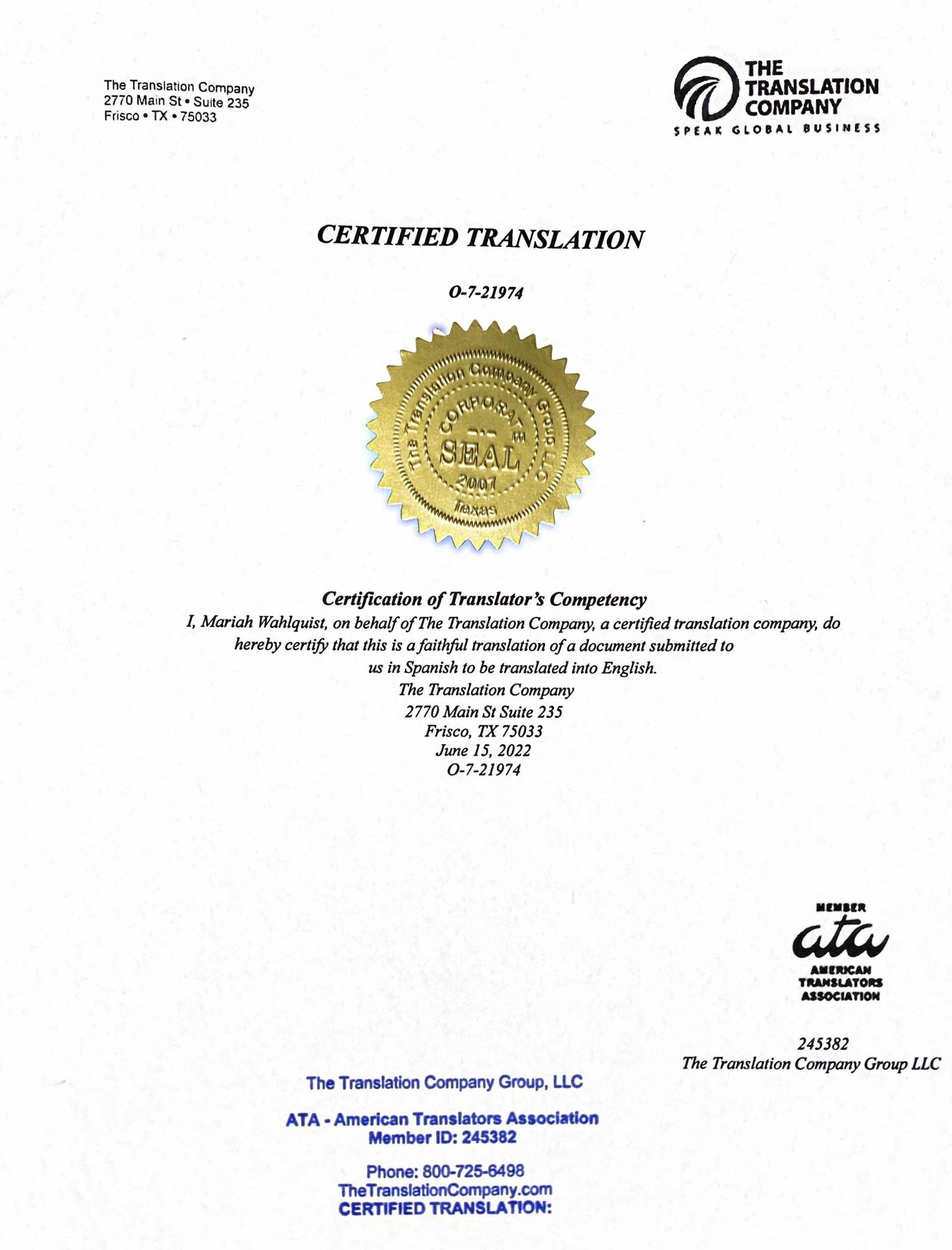 Certified Spanish Translation from The Translation Company