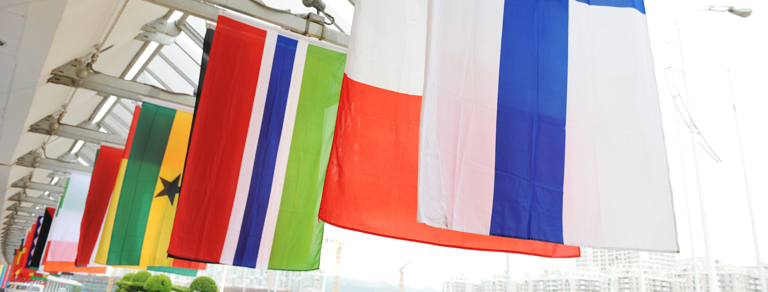 Grouping of various flags of the world.