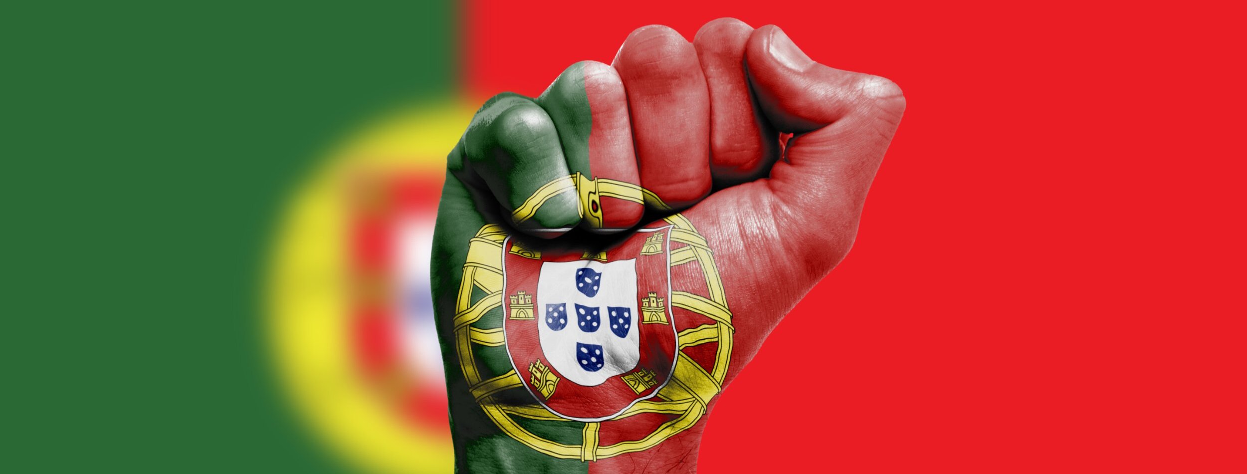 Portugal flag painted on a hand 